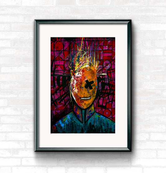 Punx - losing his mind - Archive Print by Paul Skellett
